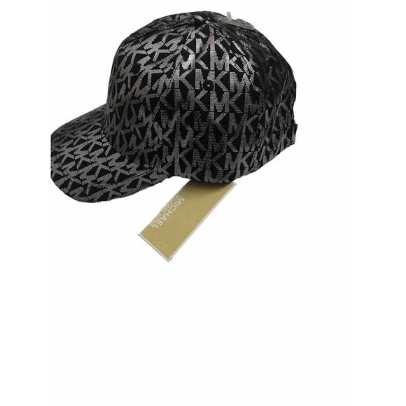 Michael Kors Monogram MK Logo Black / Silver Baseball Cap Hat One Size NWT main image 5